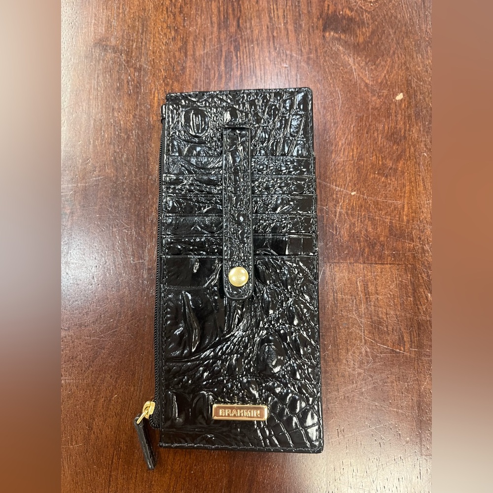 Brahmin Glossy Black Croc Wallet